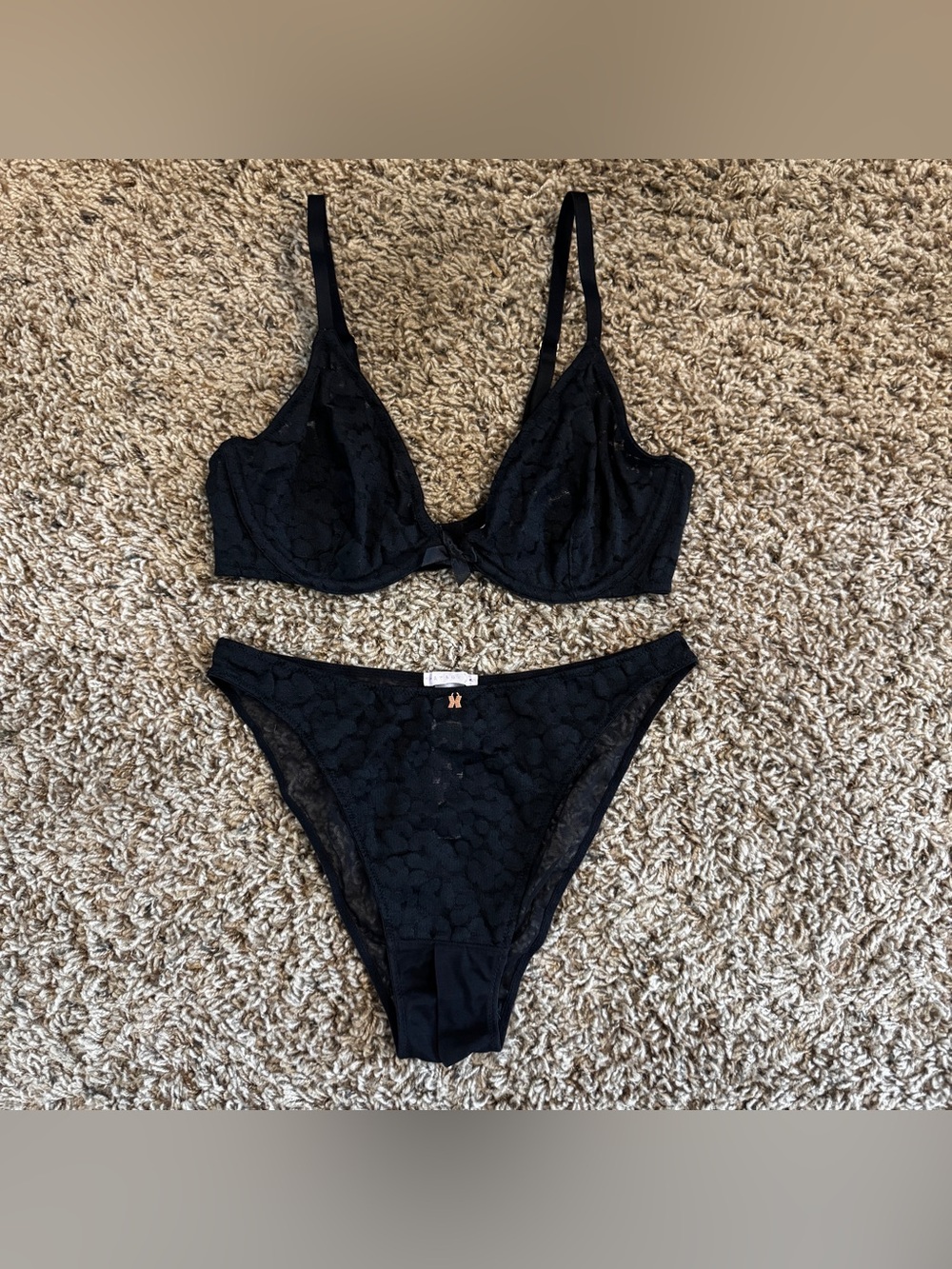 Savage X Fenty Black Cheetah Print Lingerie Set